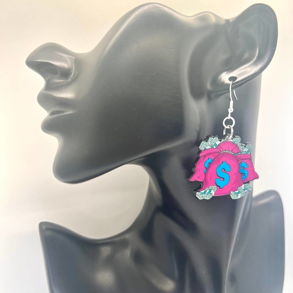 Money Bags Earrings - Cash Earrings - Boss Babe Earrings - Influencer Earrings - Picture 8 of 8